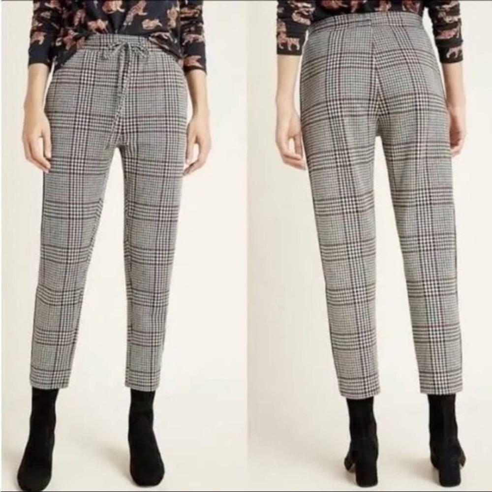 Anthropologie Dickens Plaid Drawstring Trousers